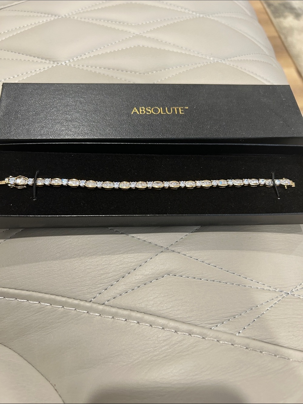 Absolutely Gold and White Tennis Bracelet with Clear Stones. Size 8